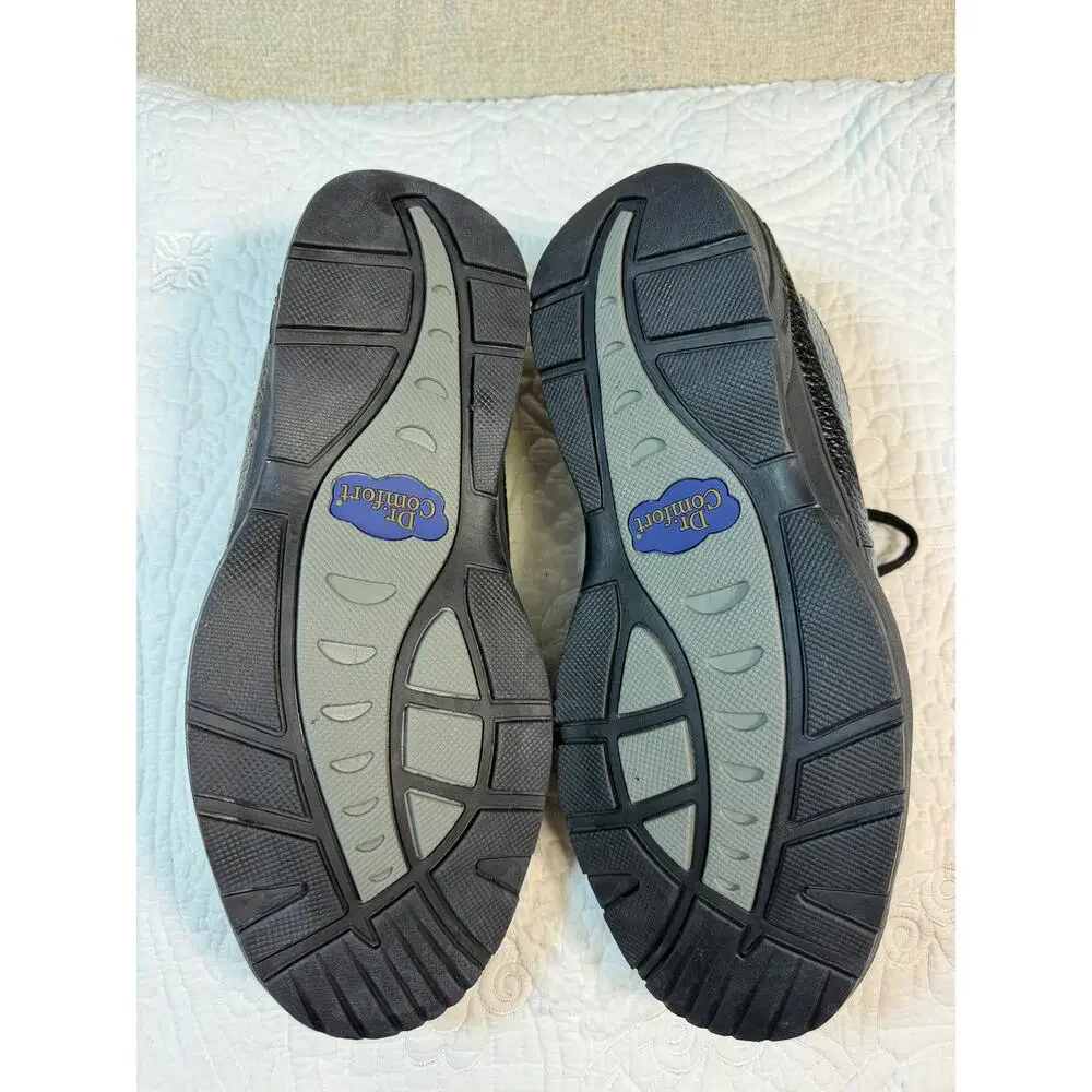 NWT Dr. Comfort Men 10.5 Black Justin Pebbled Leather Lace Up Walking Shoes